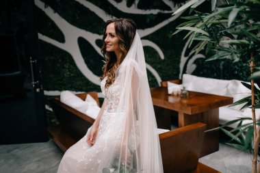 Güzel iç güzellikteki muhteşem elbiseli genç gelin.