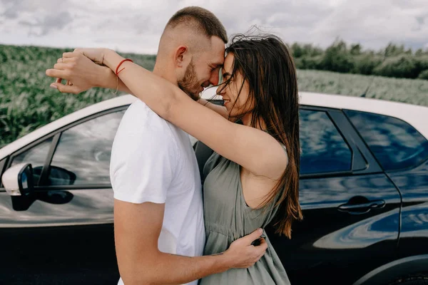 Sexy couple in the car