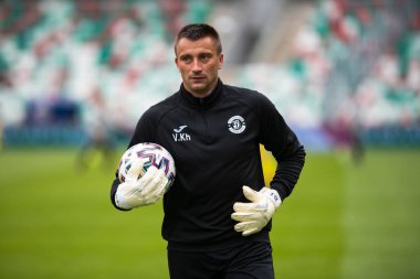 MINSK, BELARUS - 24 Mayıs 2020: Belarus Kupası Final 2020 FC Dynamo Brest oyuncusu. Dinamo Stadyumu 'nda (Minsk) FC BATE Borisov - FC Dinamo Brest maçı)