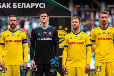 MINSK, BELARUS - 24 Mayıs 2020: FC BATE Borisov takımı Belarus Kupası Finali 2020. Dinamo Stadyumu 'nda (Minsk) FC BATE Borisov - FC Dinamo Brest maçı)