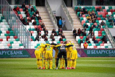 MINSK, BELARUS - 24 Mayıs 2020: FC BATE Borisov takımı Belarus Kupası Finali 2020. Dinamo Stadyumu 'nda (Minsk) FC BATE Borisov - FC Dinamo Brest maçı)