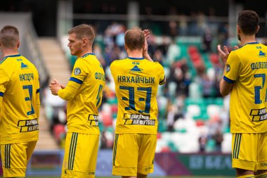 MINSK, BELARUS - 24 Mayıs 2020: FC BATE Borisov takımı Belarus Kupası Finali 2020. Dinamo Stadyumu 'nda (Minsk) FC BATE Borisov - FC Dinamo Brest maçı)