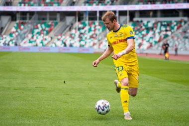 MINSK, BELARUS - 24 Mayıs 2020: FC BATE Borisov Belarus Kupası Final 2020. Dinamo Stadyumu 'nda (Minsk) FC BATE Borisov - FC Dinamo Brest maçı)