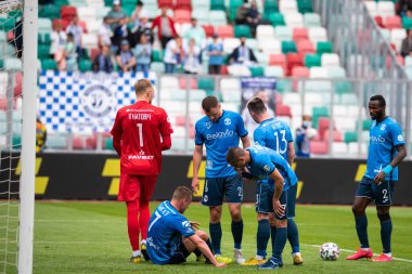 MINSK, BELARUS - 24 Mayıs 2020: Belarus Kupası Finali Dinamo Brest Ekibi. Dinamo Stadyumu 'nda (Minsk) FC BATE Borisov - FC Dinamo Brest maçı)