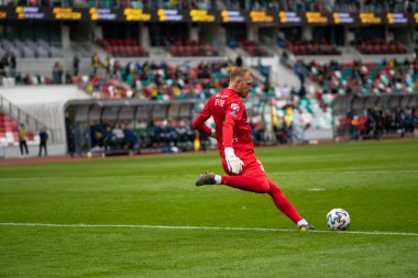 MINSK, BELARUS - 24 Mayıs 2020: Belarus Kupası Final 2020 FC Dynamo Brest oyuncusu. Dinamo Stadyumu 'nda (Minsk) FC BATE Borisov - FC Dinamo Brest maçı