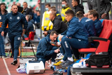 MINSK, BELARUS - 24 Mayıs 2020 Belarus Kupası Finali. Dinamo Stadyumu 'nda (Minsk) FC BATE Borisov - FC Dinamo Brest maçı)
