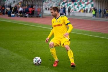 MINSK, BELARUS - 24 Mayıs 2020: FC BATE Borisov Belarus Kupası Final 2020. Dinamo Stadyumu 'nda (Minsk) FC BATE Borisov - FC Dinamo Brest maçı)