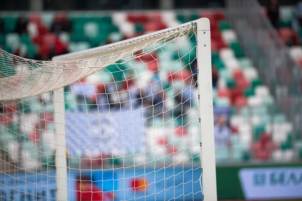 Ein Blick Auf Ein Netz Auf Einem Freien Fußballplatz — Stockfoto