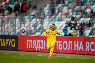 MINSK, BELARUS - 24 Mayıs 2020: FC BATE Borisov Belarus Kupası Final 2020. Dinamo Stadyumu 'nda (Minsk) FC BATE Borisov - FC Dinamo Brest maçı)