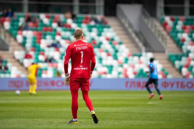 MINSK, BELARUS - 24 Mayıs 2020: Belarus Kupası Finali 'nde FC Dynamo Brest oyuncuları. Dinamo Stadyumu 'nda (Minsk) FC BATE Borisov - FC Dinamo Brest maçı