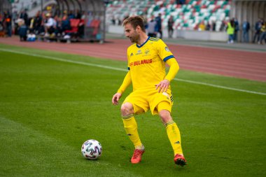 MINSK, BELARUS - 24 Mayıs 2020: FC BATE Borisov Belarus Kupası Final 2020. Dinamo Stadyumu 'nda (Minsk) FC BATE Borisov - FC Dinamo Brest maçı)