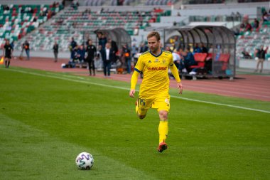 MINSK, BELARUS - 24 Mayıs 2020: FC BATE Borisov Belarus Kupası Final 2020. Dinamo Stadyumu 'nda (Minsk) FC BATE Borisov - FC Dinamo Brest maçı)