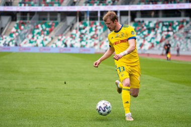 MINSK, BELARUS - 24 Mayıs 2020: FC BATE Borisov Belarus Kupası Final 2020. Dinamo Stadyumu 'nda (Minsk) FC BATE Borisov - FC Dinamo Brest maçı)