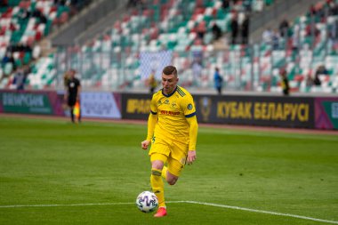 MINSK, BELARUS - 24 Mayıs 2020: FC BATE Borisov Belarus Kupası Final 2020. Dinamo Stadyumu 'nda (Minsk) FC BATE Borisov - FC Dinamo Brest maçı)