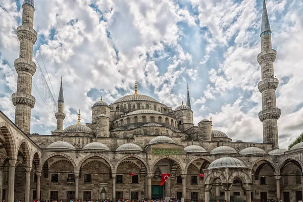 Sultan Ahmed Camii Mavi Cami Stanbul Türkiye Gökyüzü Bulutlu Gün — Stok fotoğraf