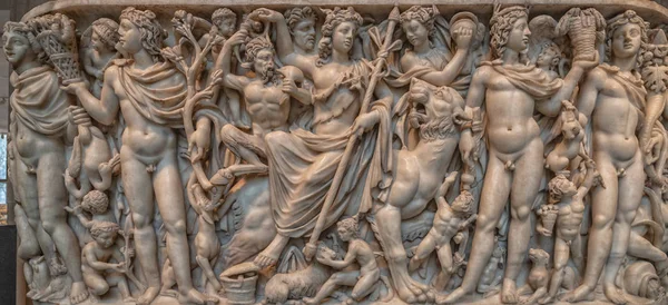 New York Usa Grudnia Marmurowy Sarkofag Triumfem Dionizosa Sezonami Okres — Zdjęcie stockowe