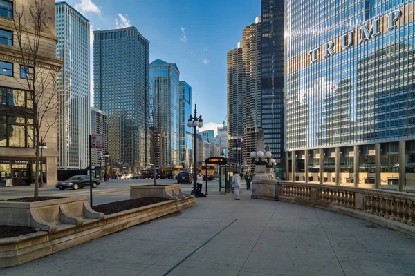 Chicago Diciembre 2015 Chicago Skyline Muestra Vista Torre Trump Con — Foto de Stock