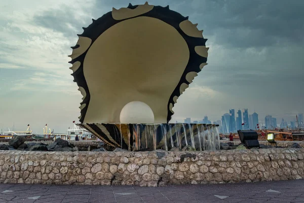 Het Parel Monument Doha Cor Niche Daglicht Uitzicht Met Doha — Stockfoto