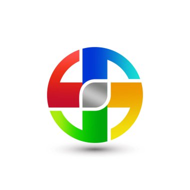 Muhteşem Soyut Gradyan logosu dizaynı kuyruklu dört segmentten oluşuyor. Dönme izlenimi yaratıyor.