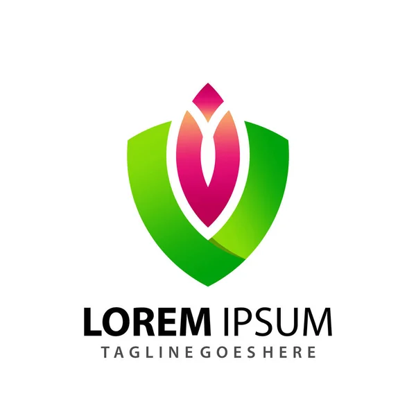 Muhteşem Soyut Gradyan Harf Kalkan Lotus Şirketi Modern Logo Tasarım — Stok Vektör