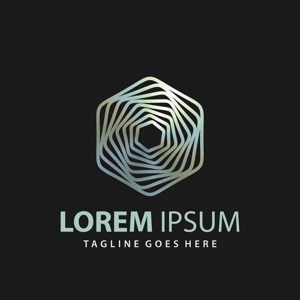 Soyut Metal Altıgen Logo Tasarım Şablonu Premium Vektörü