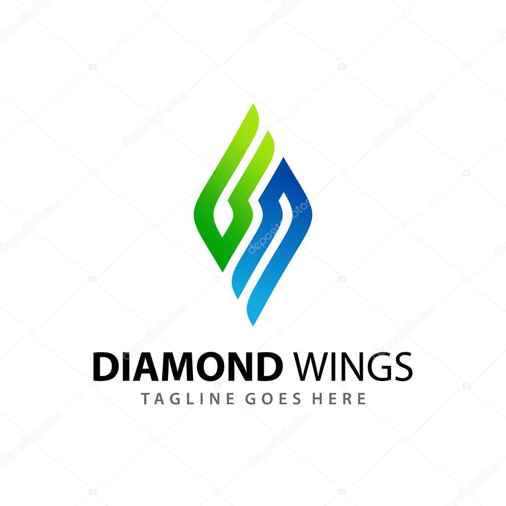 Diamond Wings Leaf Company Logo Design Template Premium Vector