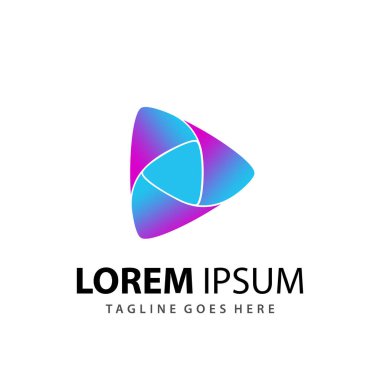 Soyut Renkli Oynatma Ortam Grupları Logo Tasarım Şablonu Premium Vektörü