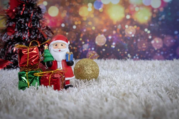 Noel Baba Bebeği Noel Elementleri Süslemesi Mutlu Noel Kartları Mutlu — Stok fotoğraf