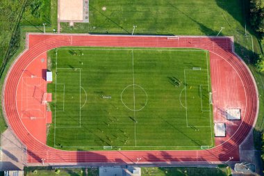 Almanya 'da futbolcularla hava manzarası, Bad Sobernheim yakınlarında Rhineland Palatinate 