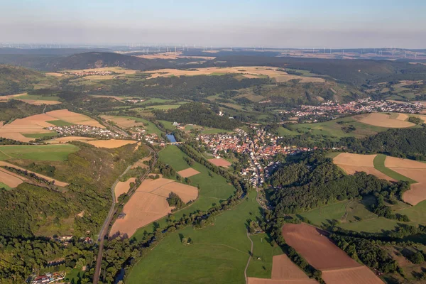 Widok Powietrza Krajobraz Niemczech Nadrenia Palatynat Pobliżu Bad Sobernheim Rzeką — Zdjęcie stockowe