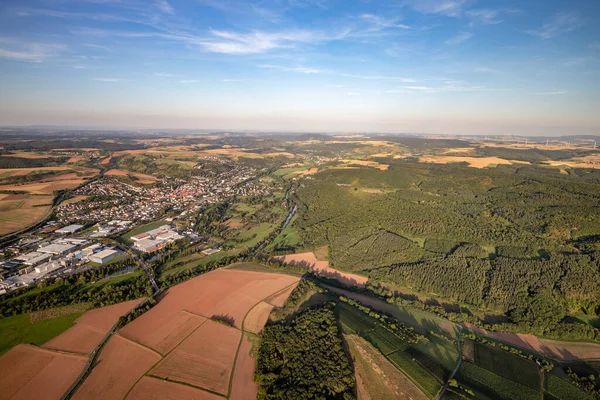 Vista Aérea Uma Paisagem Alemanha Renânia Palatinado Perto Bad Sobernheim — Fotografia de Stock