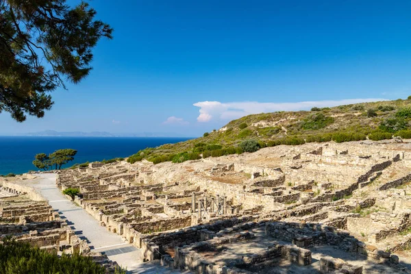 Vista panoramica dal sito di scavo dell'antica città di Kamiros — Foto Stock