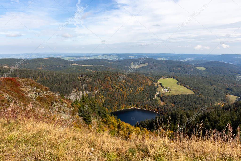 Scenic view at landscape and lake Feldsee from Feldberg, Black F