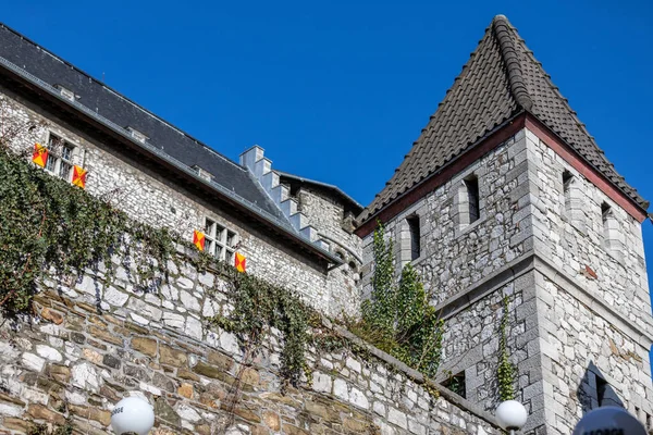 Tiefansicht Auf Einen Turm Der Burg Stolberg Stolberg Eifel — Stockfoto