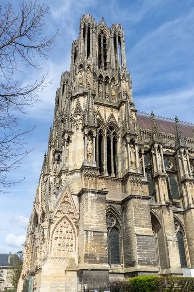 Vista Una Parte Catedral Notre Dame Reims Francia —  Fotos de Stock