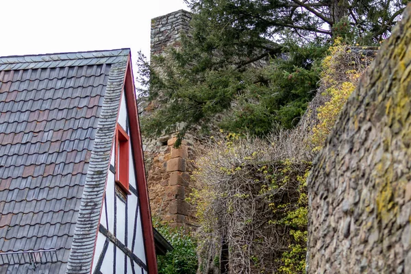 Gros Plan Une Partie Muraille Historique Bad Muenstereifel Allemagne — Photo