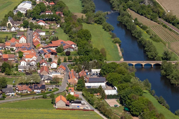 Hög Vinkel Från Lemberg Oberhausen Vid Floden Nahe Rheinland Pfalz — Stockfoto