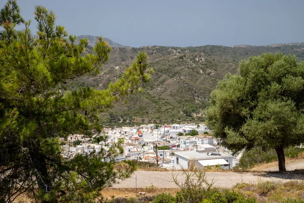 Vista Ángulo Alto Pueblo Asklipio Isla Rodas Grecia — Foto de Stock