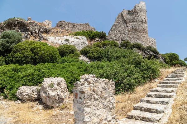 Veduta Sul Rudere Del Castello Asklipio Con Scale Pietra — Foto Stock