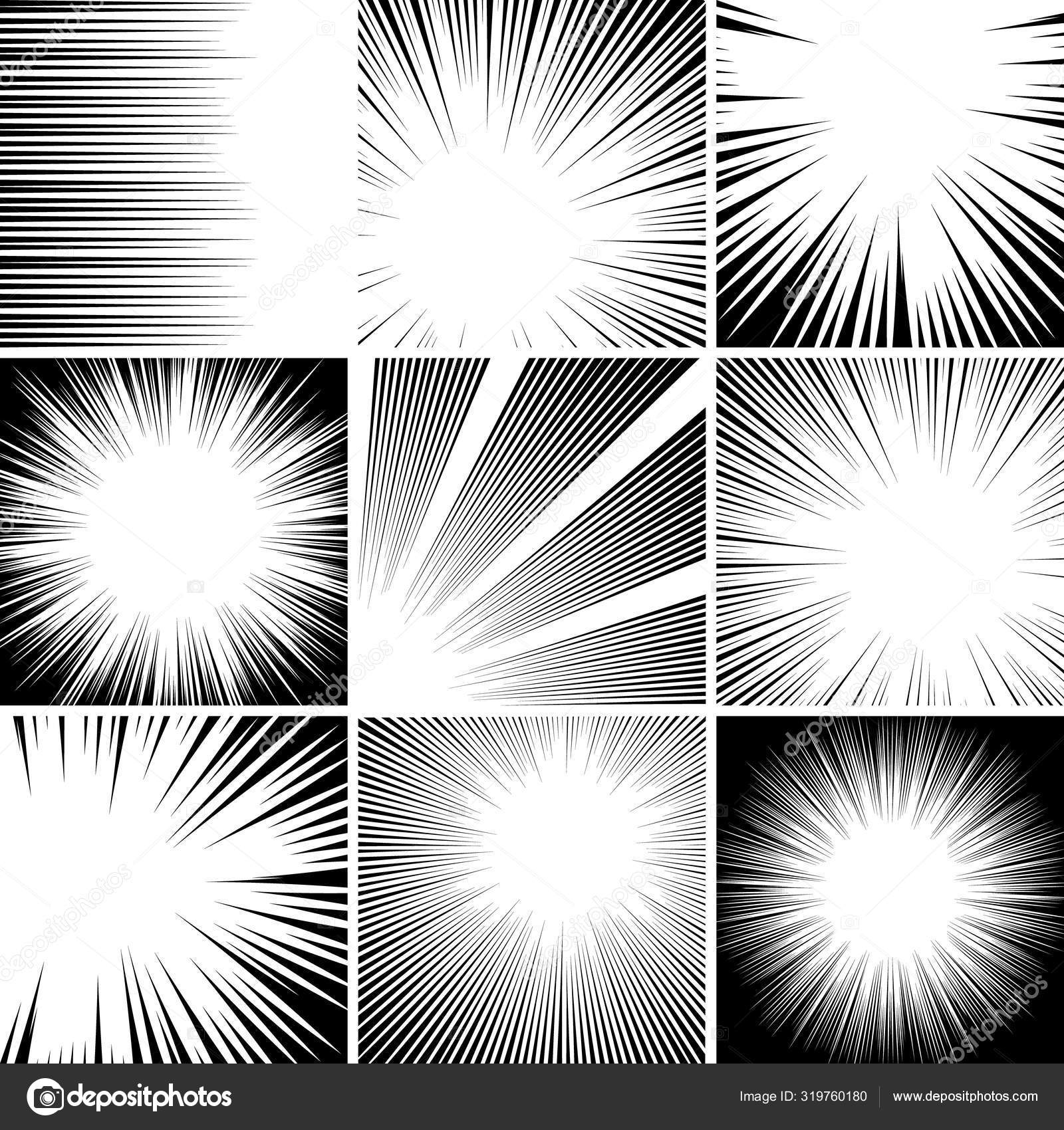 Set of comic style action effects speed lines Vector Image