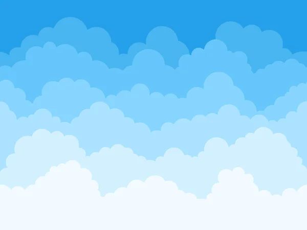 Cartoon ciel nuages fond. Nuages moelleux dans le ciel bleu, scène de paysage nuageux, ciel nuageux panorama vectoriel illustration de fond. Couché nuageux csape toile de fond. Conception de modèle. Mon Dieu ! — Image vectorielle