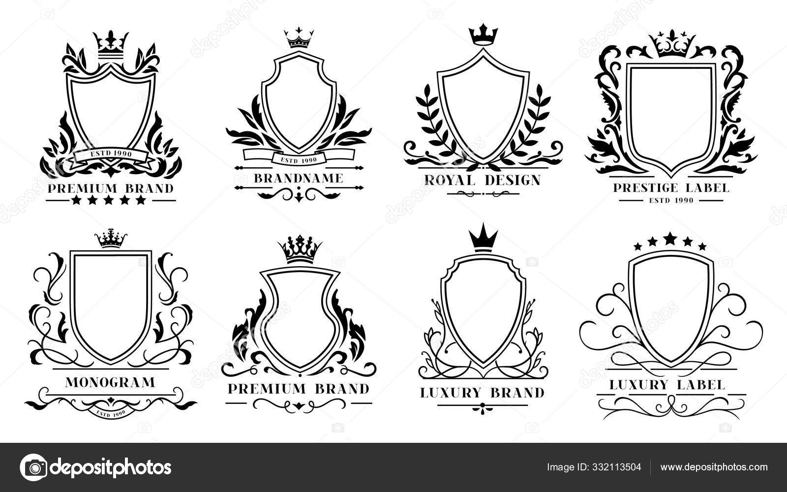 Download Royal Shields Badges Vintage Ornamental Frames Decorative Royal Swirl Heraldic Borders And Luxury Filigree Wedding Emblems Isolated Vector Icons Set Vector Image By C Winwin Artlab Gmail Com Vector Stock 332113504