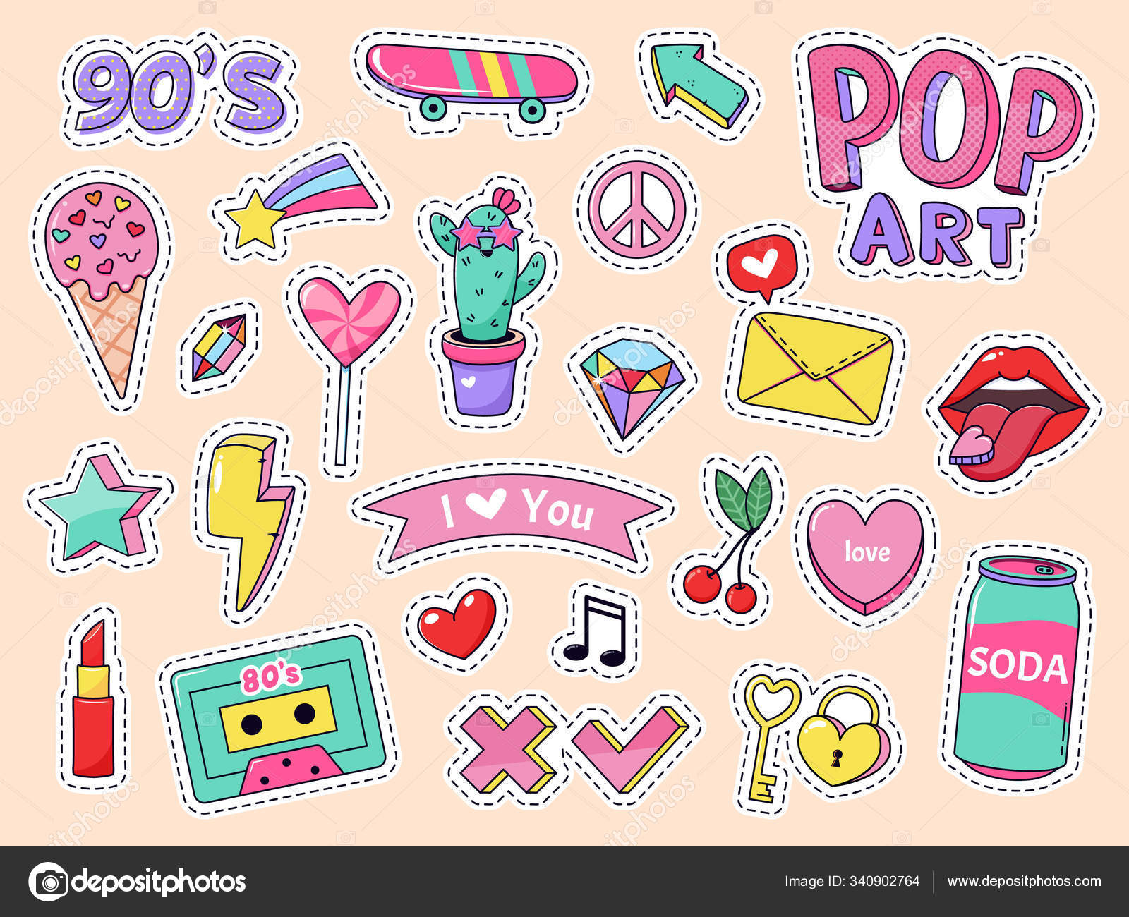 Pegatinas de parches de arte pop moda. Insignias lindas de dibujos animados  para niñas, parches adolescentes, image size:1600x1300