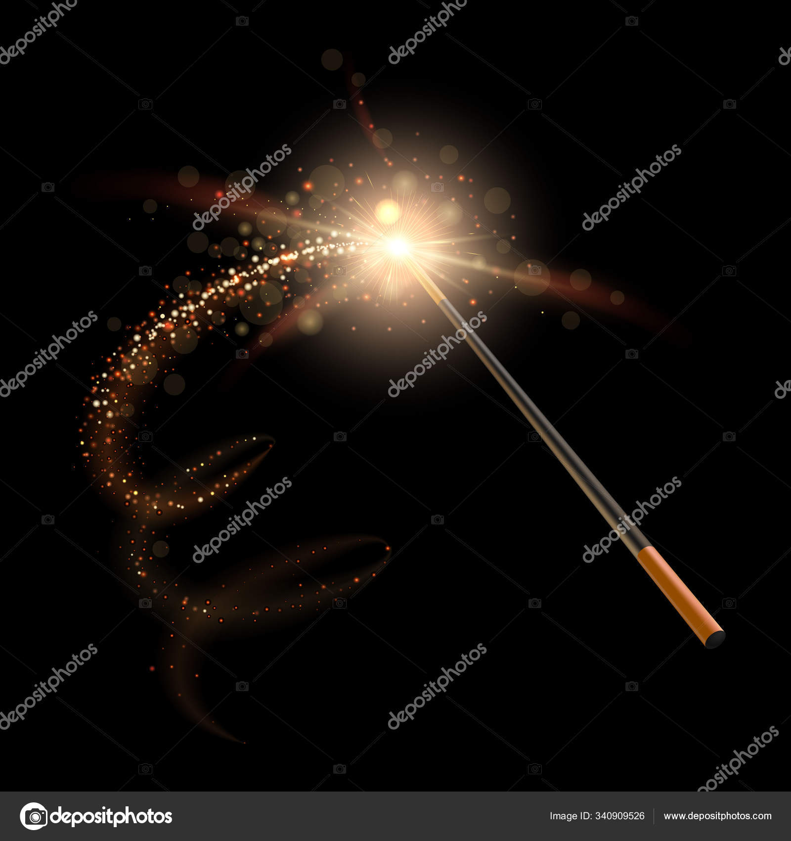 Wizard magic wand. Sparkles wizard glitter trail and miracle