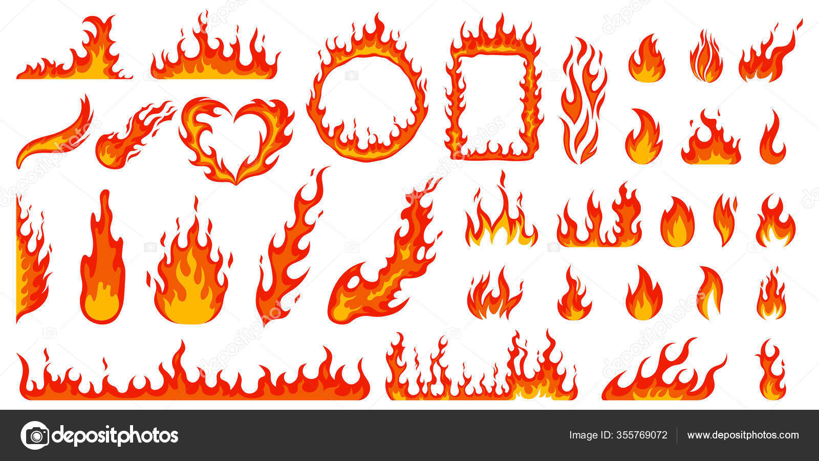 Coleção De Chamas De Desenho Animado. Fogo Quente Chama Isola Calor  Vermelho Brilhante. Efeito De Tocha Dos Elementos Gráficos De Ilustração do  Vetor - Ilustração de inferno, fogueira: 231282691