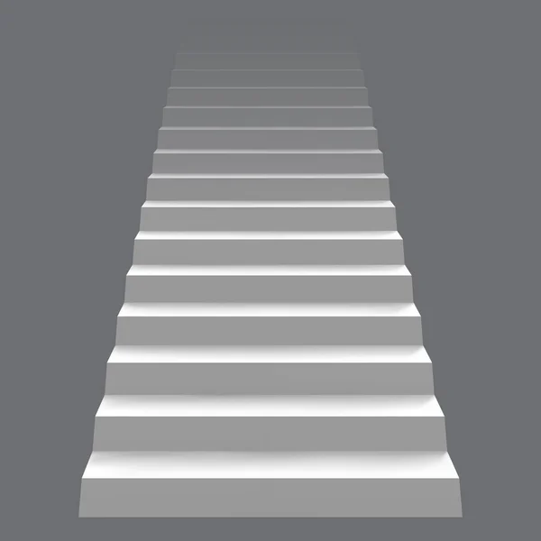 Concept d'escalier réaliste blanc. Escalier moderne, escalier architectural 3D. Carrière escalier échelle concept vectoriel illustration — Image vectorielle