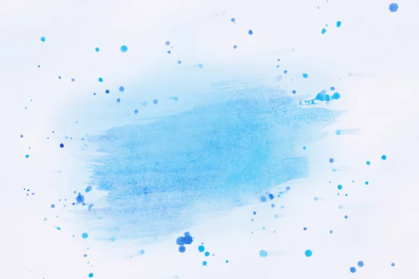Blended watercolor abstract blue background hand painted, brush stroke with streaks and dots . Pastel baby blue color over white background. Banner texture sky concept with copy space for text.