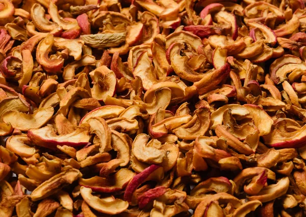 Sliced Dried Apples Food Background Selective Focus — Stock Photo, Image