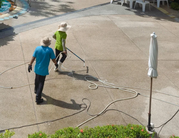 Special personal does decontaminations and cleaning of the territory with the use of special cleaning agents