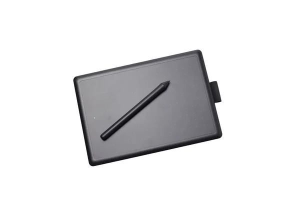 Tablet Gráfico Com Caneta Para Desenho Isolar Fundo Branco — Fotografia de Stock